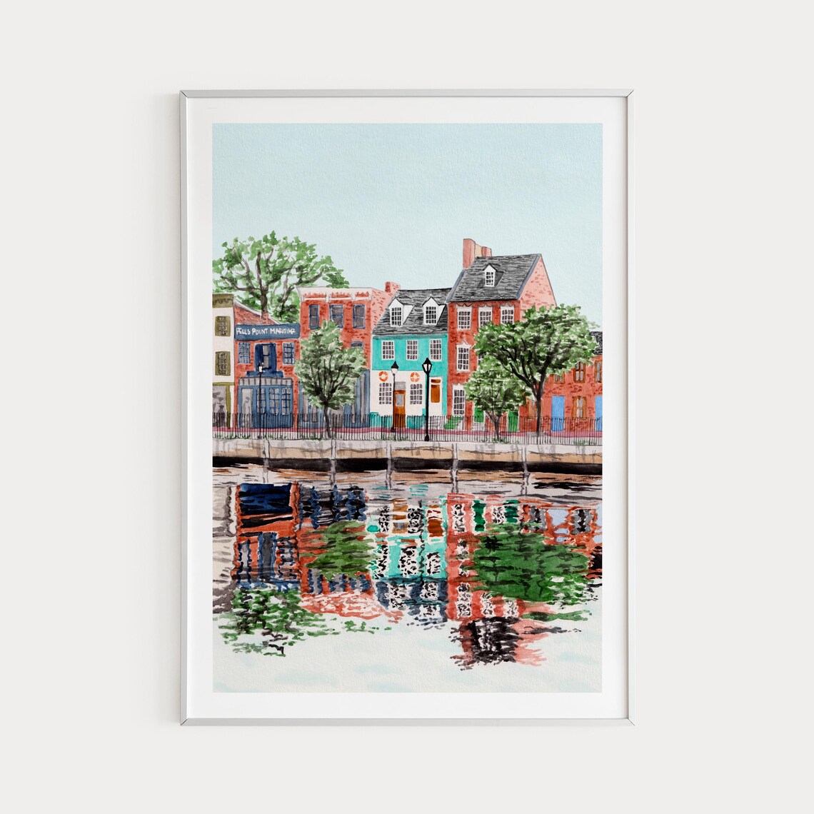 Baltimore Maryland Watercolor Cityscape Travel Poster