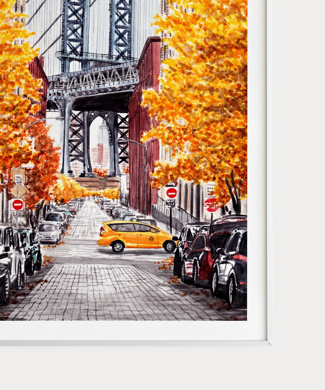 Manhattan Bridge Watercolor Art Print, New York - Image 3