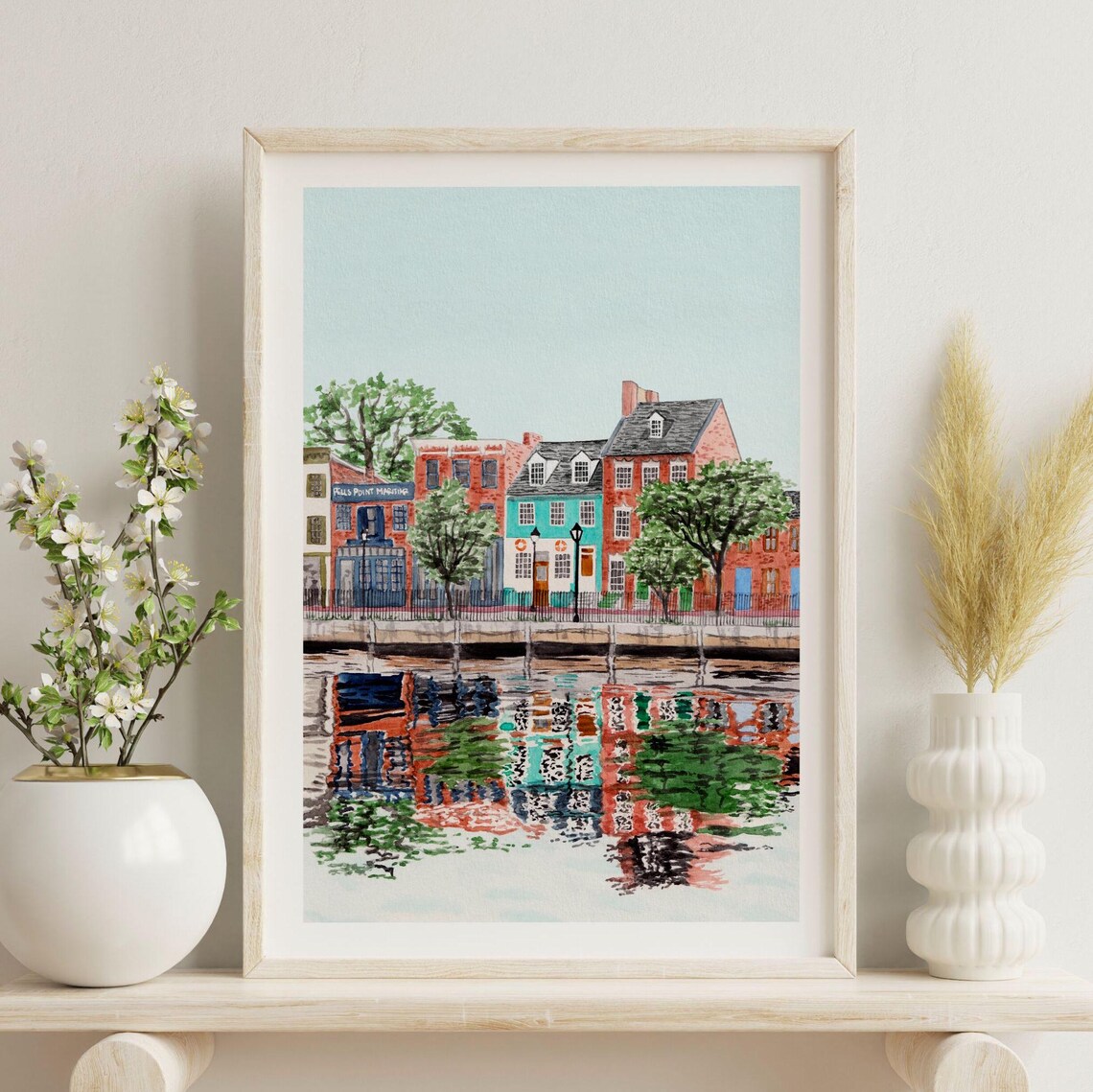 Baltimore Maryland Watercolor Cityscape Travel Poster - Image 3