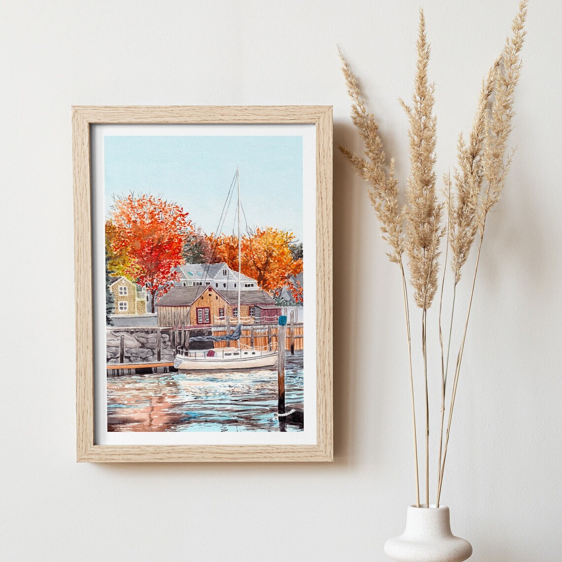 Kennebunkport Maine Fall Watercolor Travel Poster - Image 2