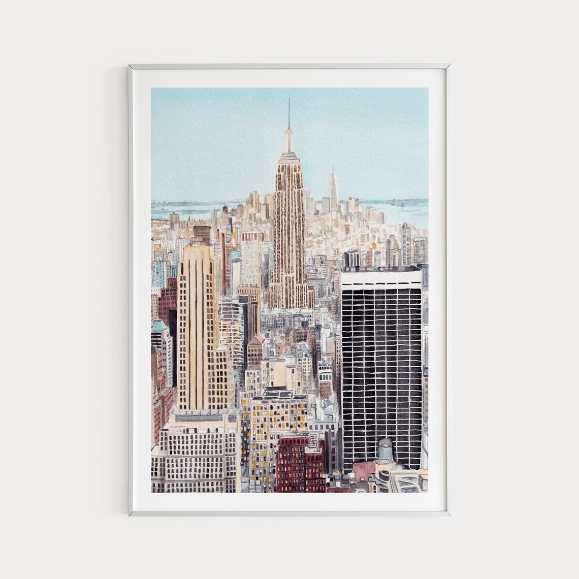 New York Skyline Watercolor Travel Poster Art Print