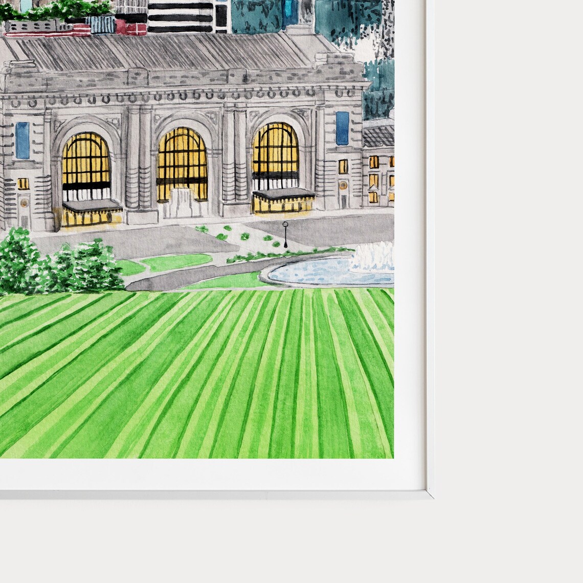 Kansas City Watercolor Travel Poster, Missouri Cityscape - Image 2