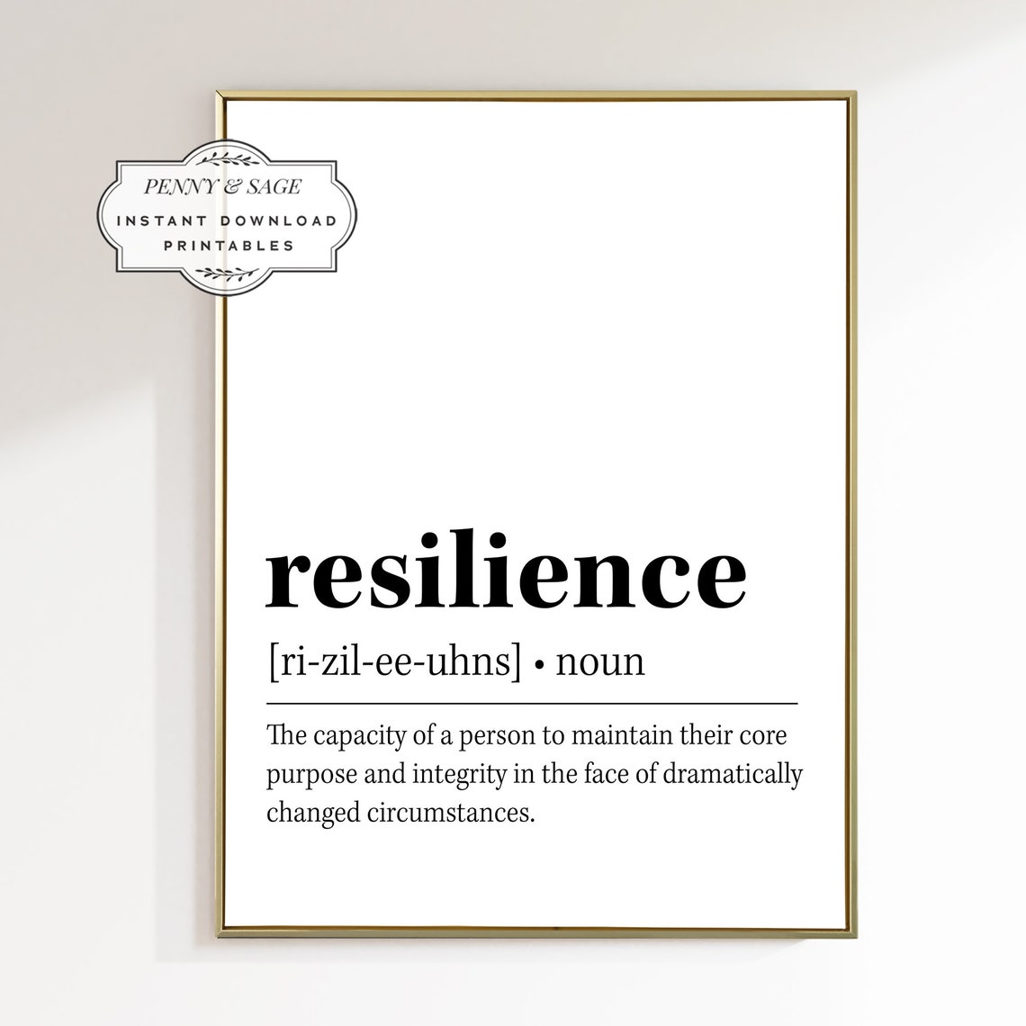 Resilience Definition Poster Motivational Office Dictionary Typography - Image 2