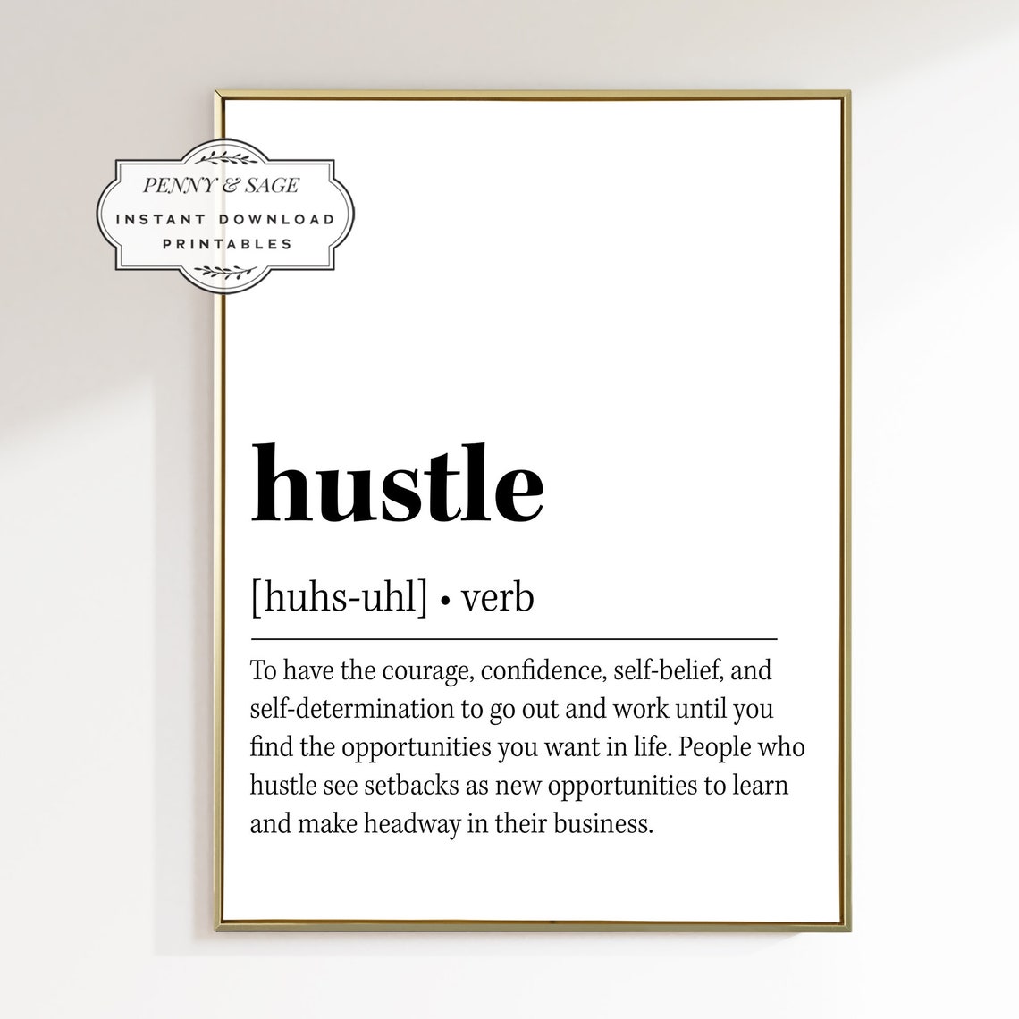 Hustle Definition Poster Motivational Dictionary Office Typography - Image 2
