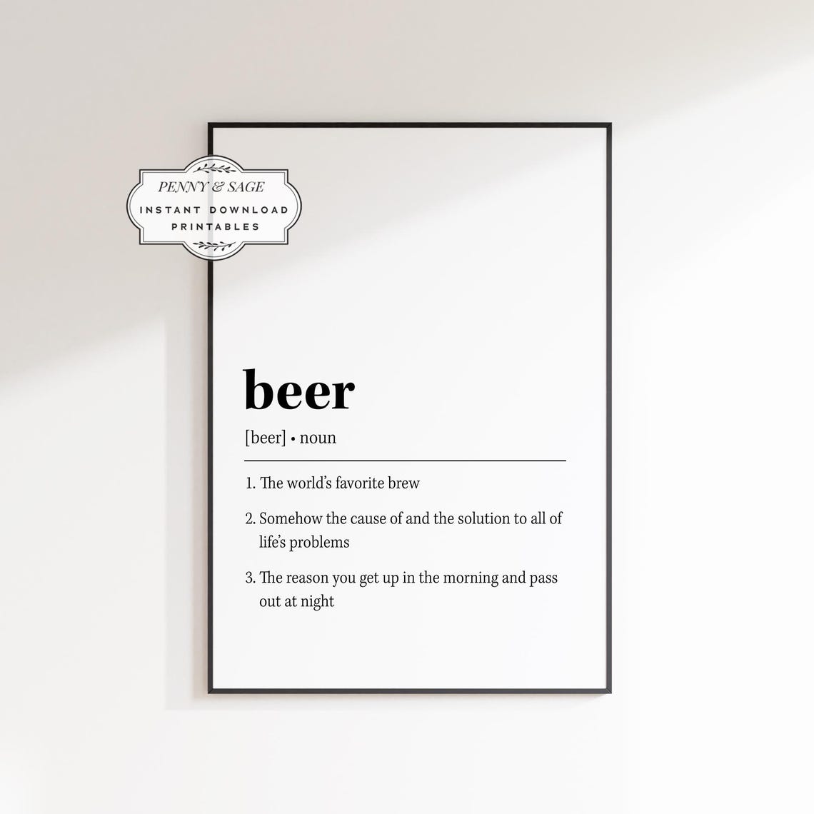 Beer Dictionary Definition Noun Funny Man Cave Bar Typography Poster - Image 2