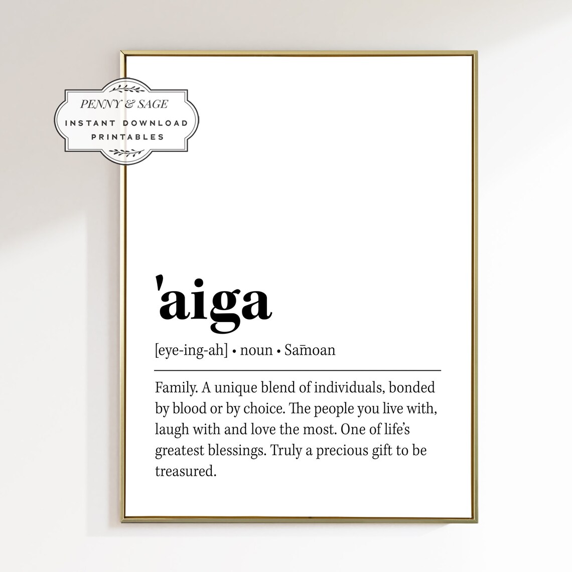 Aiga Samoan Family Definition Meaningful Family Heritage Quote Poster - Image 2