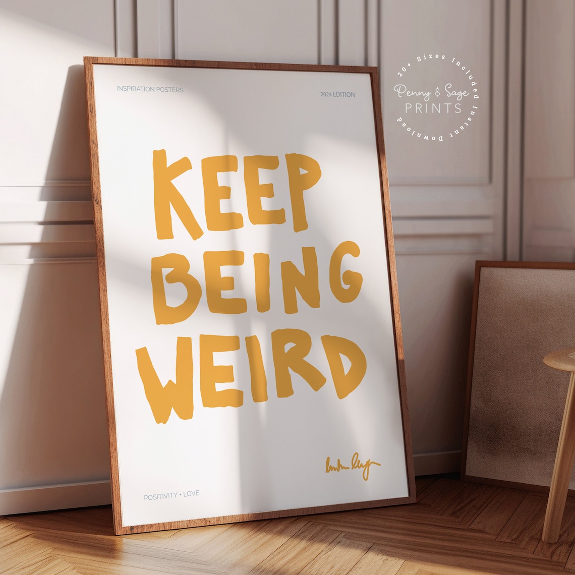 Keep Being Weird Funny Retro Wall Art Print - Image 2