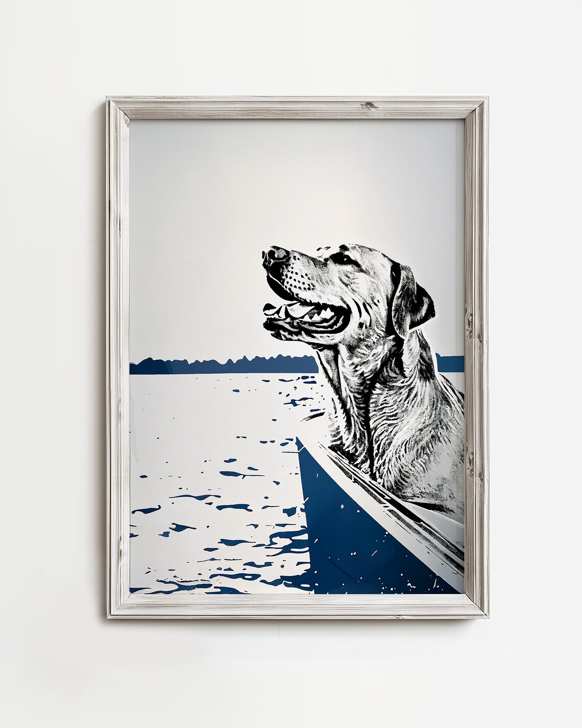 Yellow Labrador Retriever On Pontoon Boat Art Print