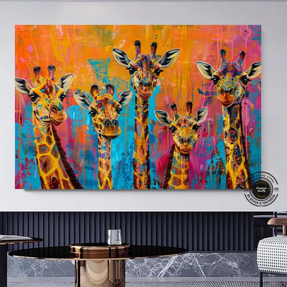 Graffiti Giraffe Canvas Paintingcanvas Painting Paintingabstract Wall Artcanvas Ready To Hang
