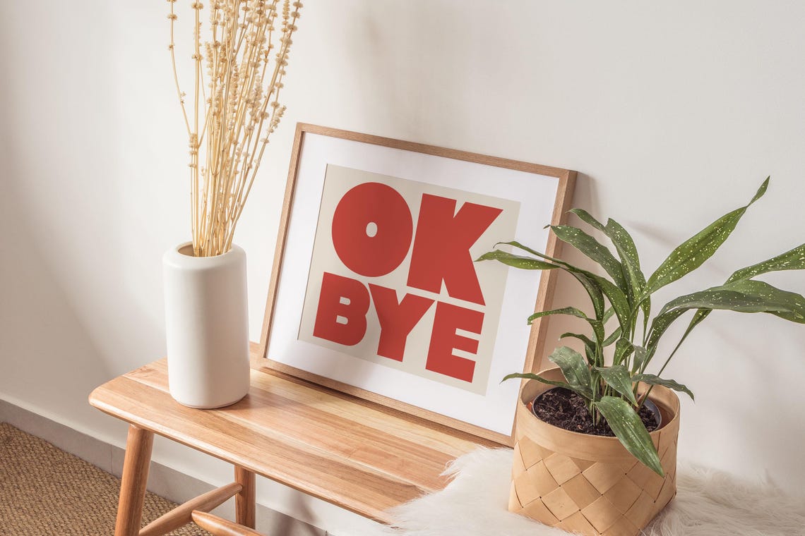 Ok Bye Red Bold Typography Fun Modern Trendy Gallery Wall Poster - Image 2