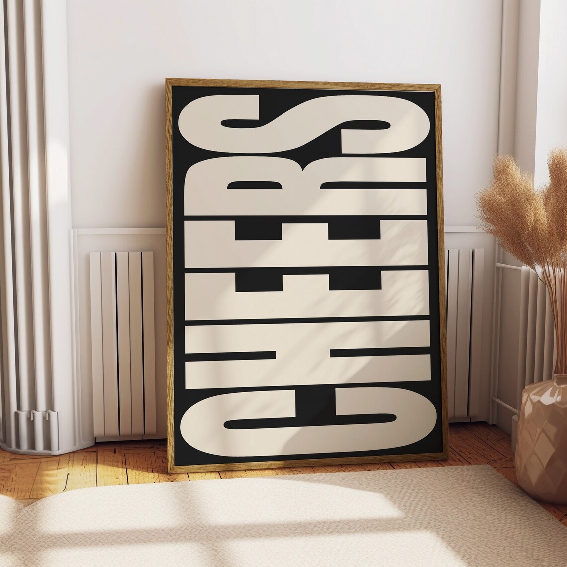 Cheers Typography Poster, Retro Neutral Wall Decor - Image 2