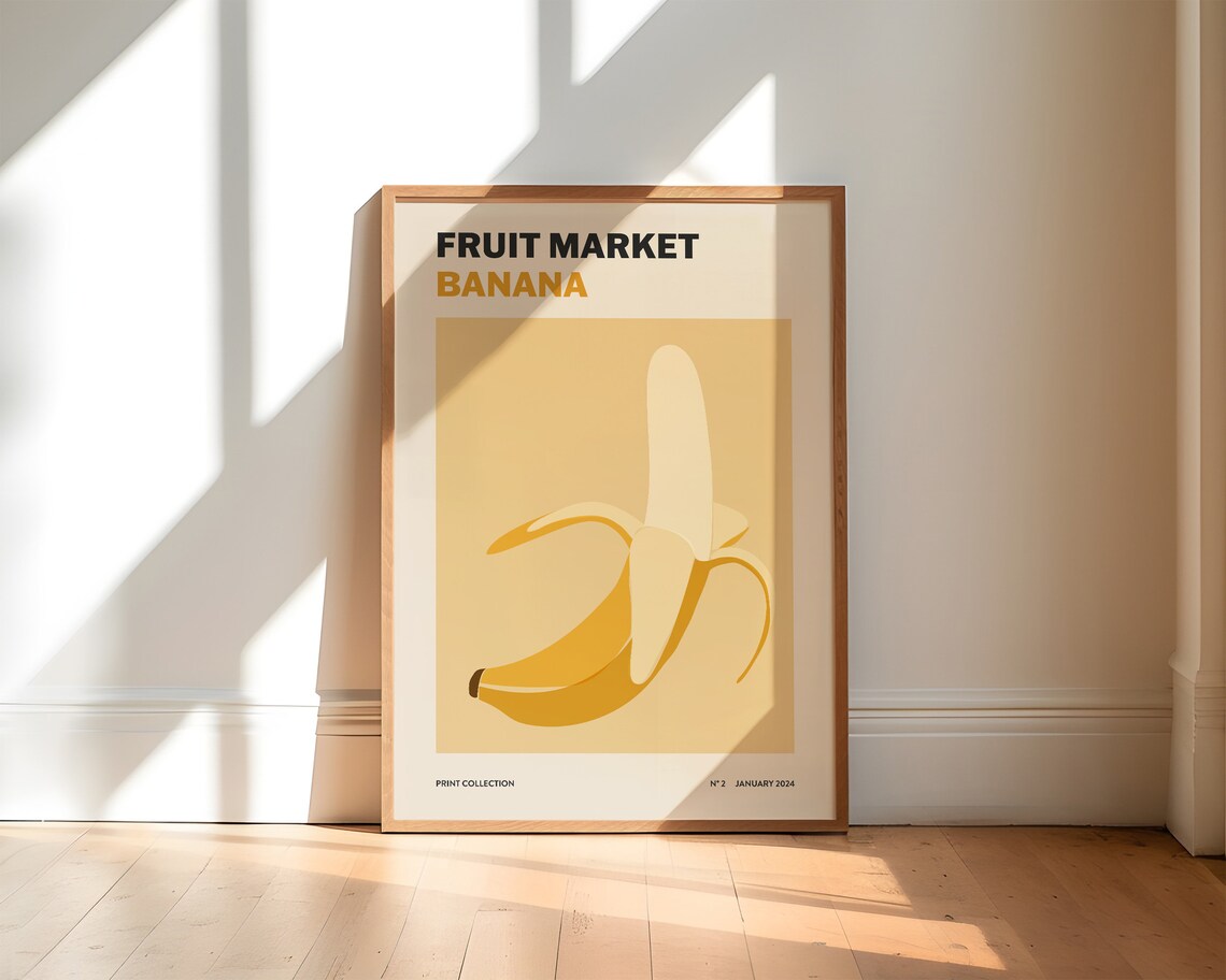 Banana Fruit Market Abstract Kitchen Art Print - Image 2