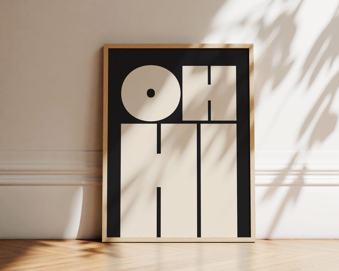 Oh Hi Bold Cream on Black Modern Typography Wall Decor Poster