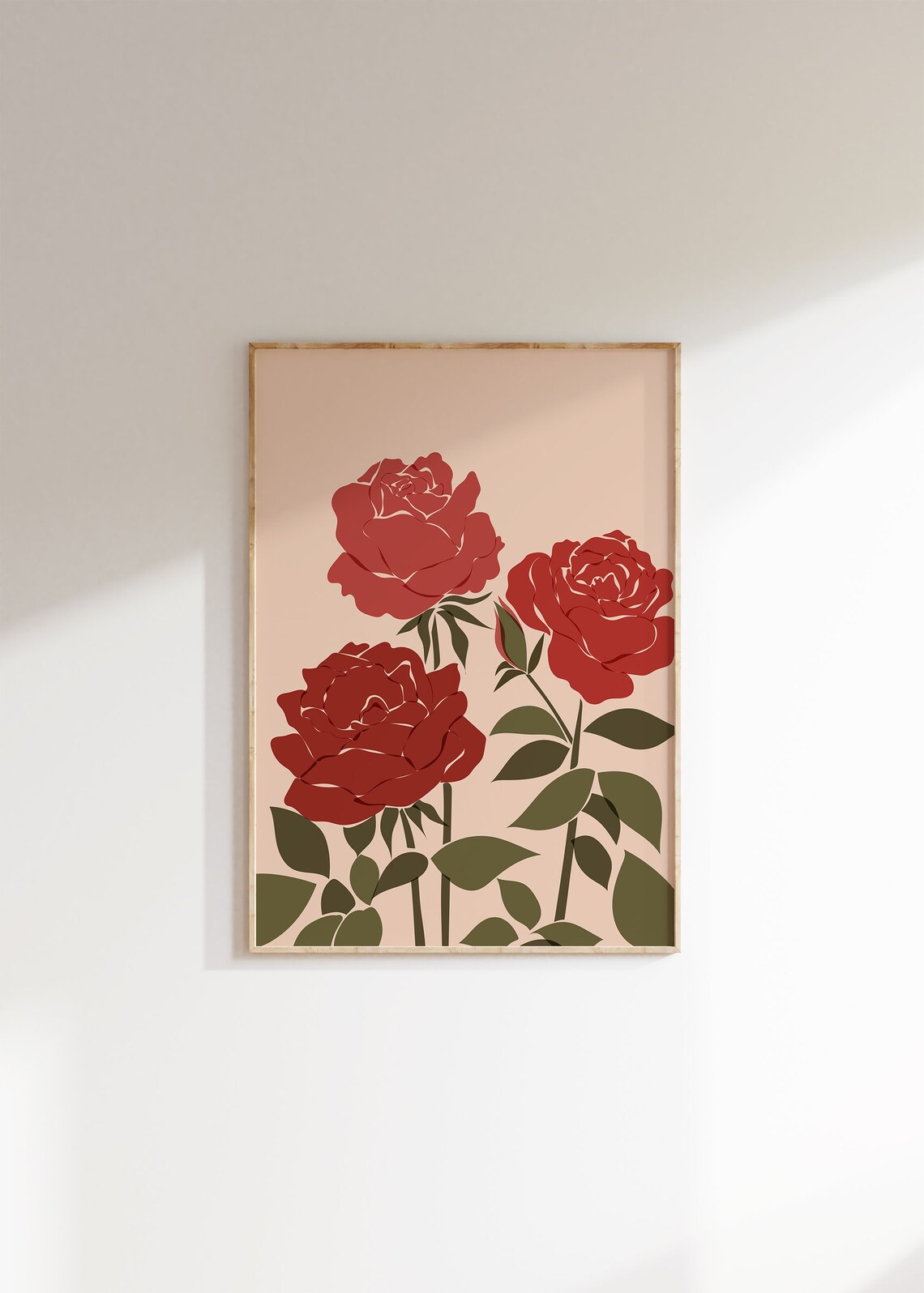 Red Rose Abstract Botanical Boho Art Print - Image 2