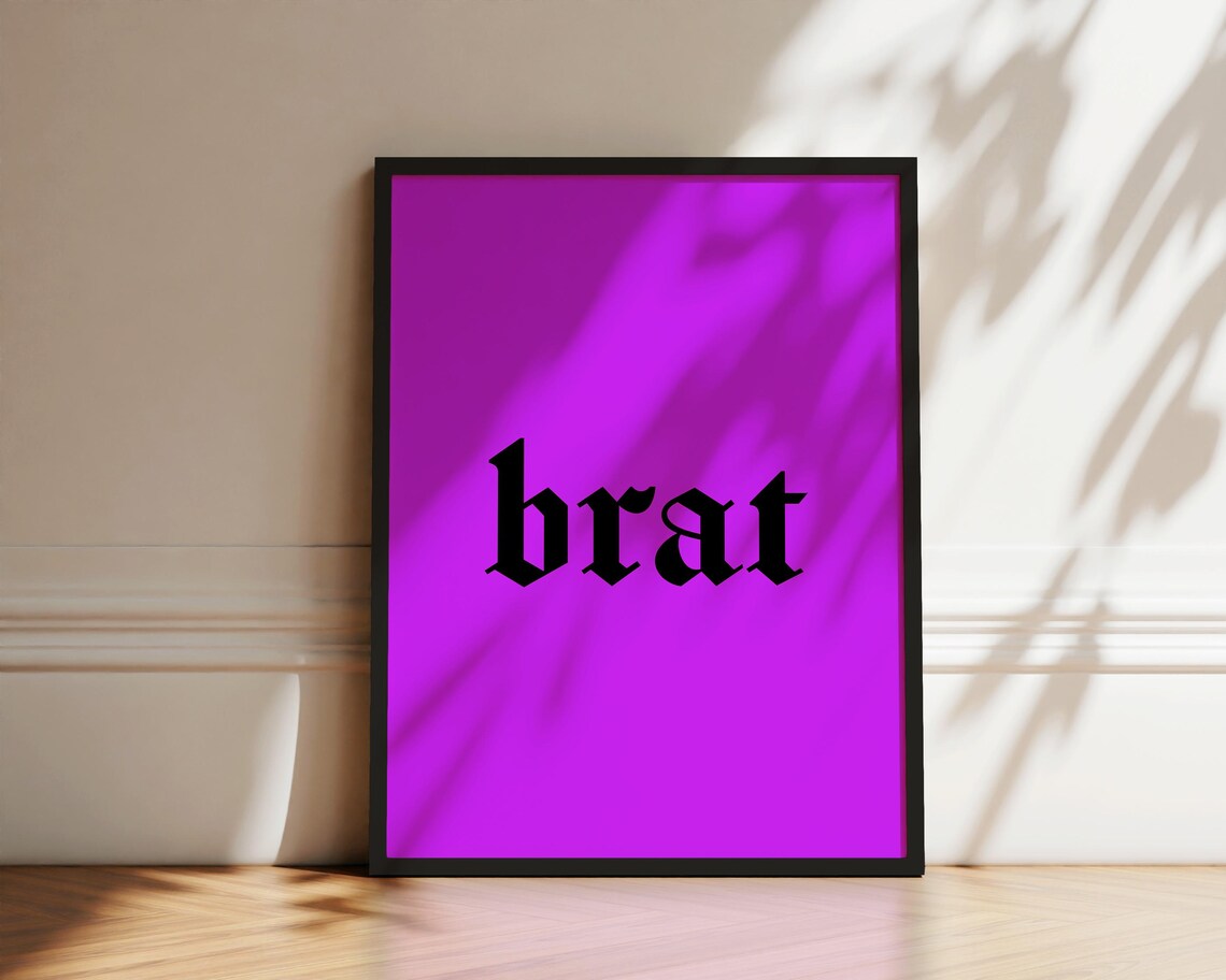 Brat Bold Black Blackletter Trendy Typography Magenta Poster - Image 2