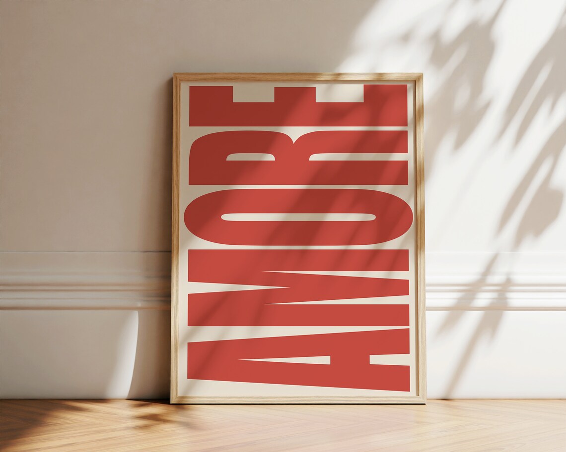 Amore Retro Typography Poster, Love Art Print - Image 2