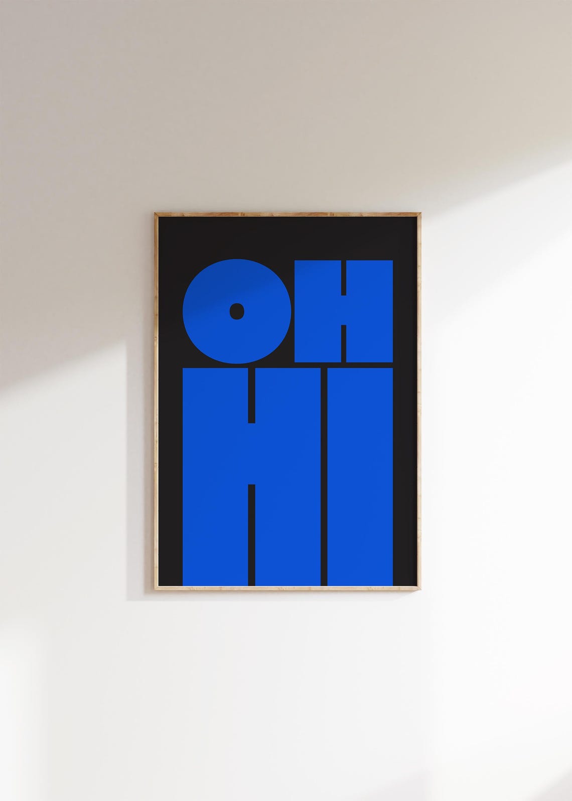 Oh Hi Blue Black Bold Typography Fun Modern Gallery Wall Poster - Image 2
