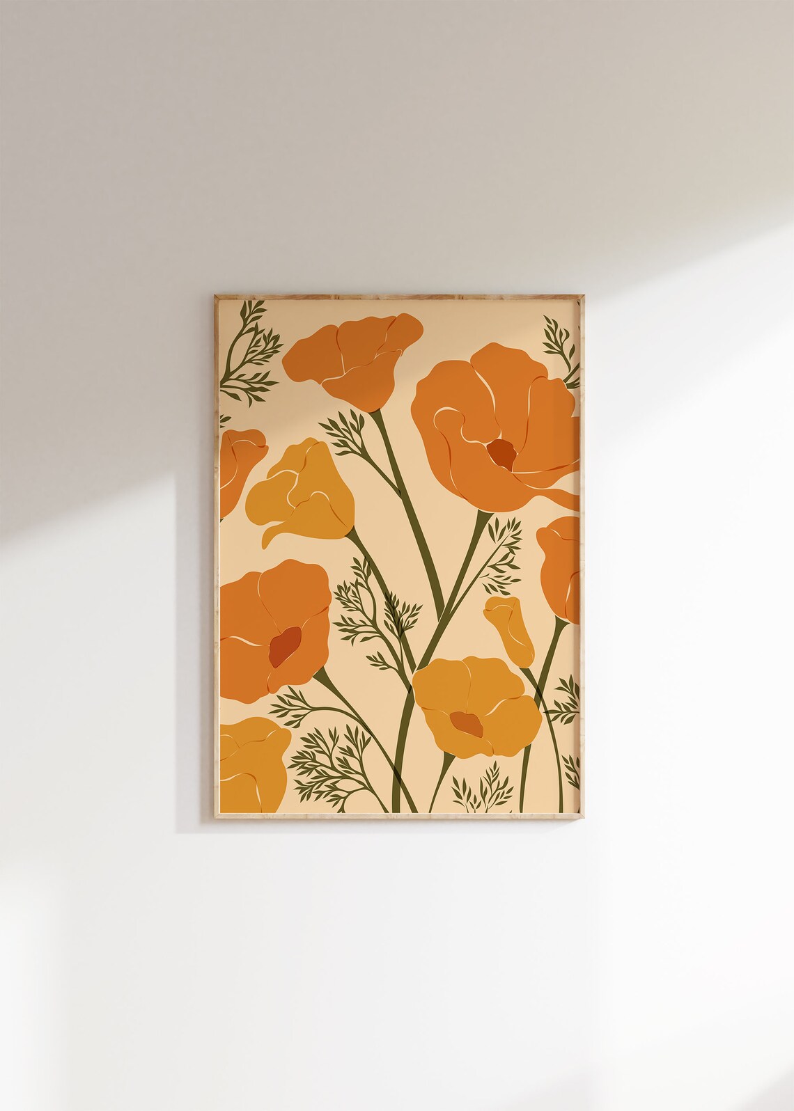 Orange Poppies Abstract Botanical Poster, California