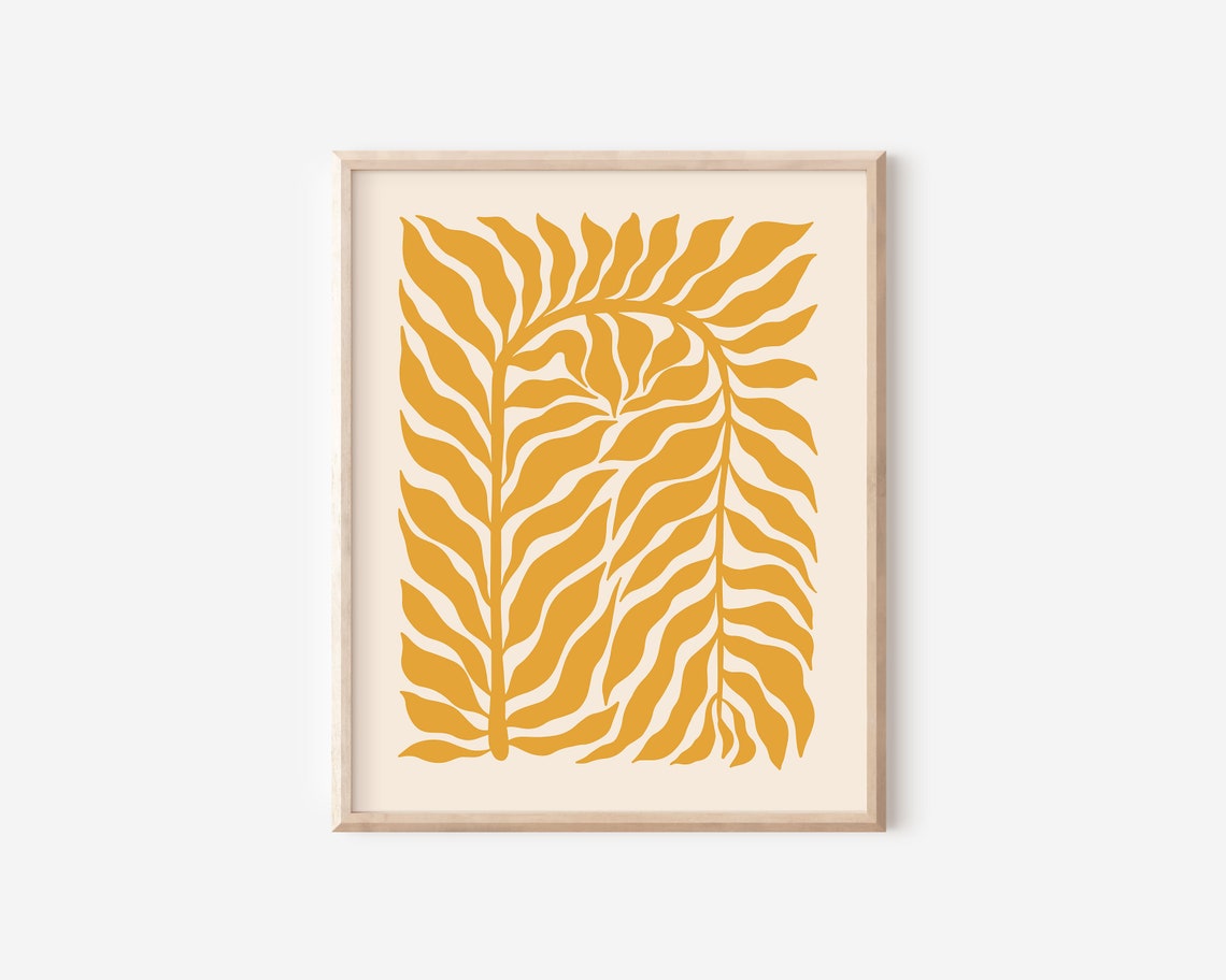 Matisse Inspired Botanical Branch Mustard Retro Floral Poster - Image 2