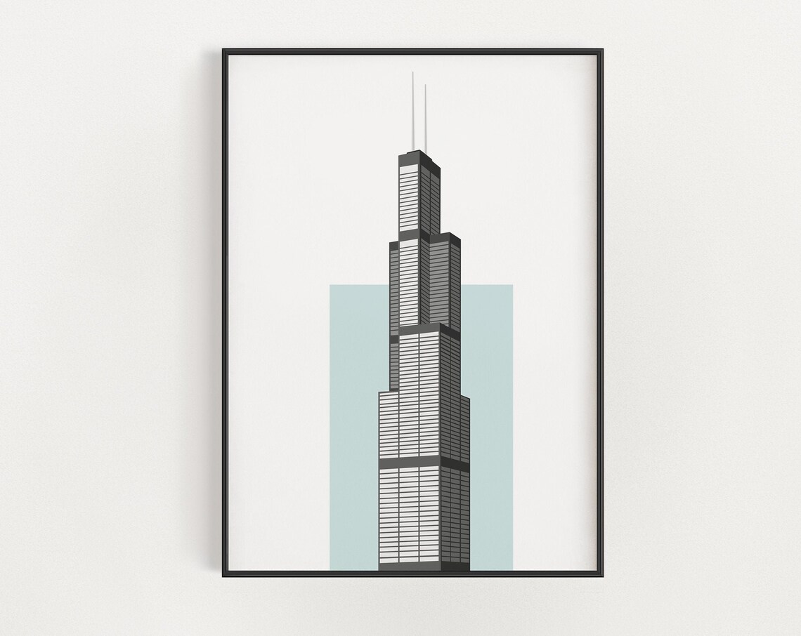Chicago Willis Tower, Skyscraper Architecture Poster