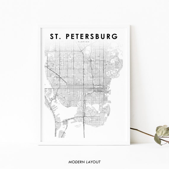 St Petersburg FL Map Print, Florida City Poster