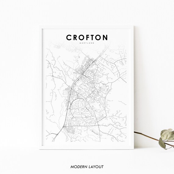 Crofton Md Map Print Maryland Usa Art Poster Anne Arundel City Street Road Nursery Room Wall Office Decor