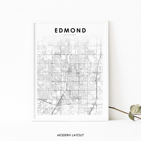 Edmond Ok Map Print Oklahoma Usa Art Poster City Street Road Nursery Room Wall Office Decor