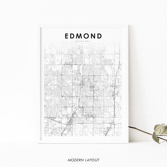 Edmond Oklahoma City Street Map Minimalist Modern Decor Poster