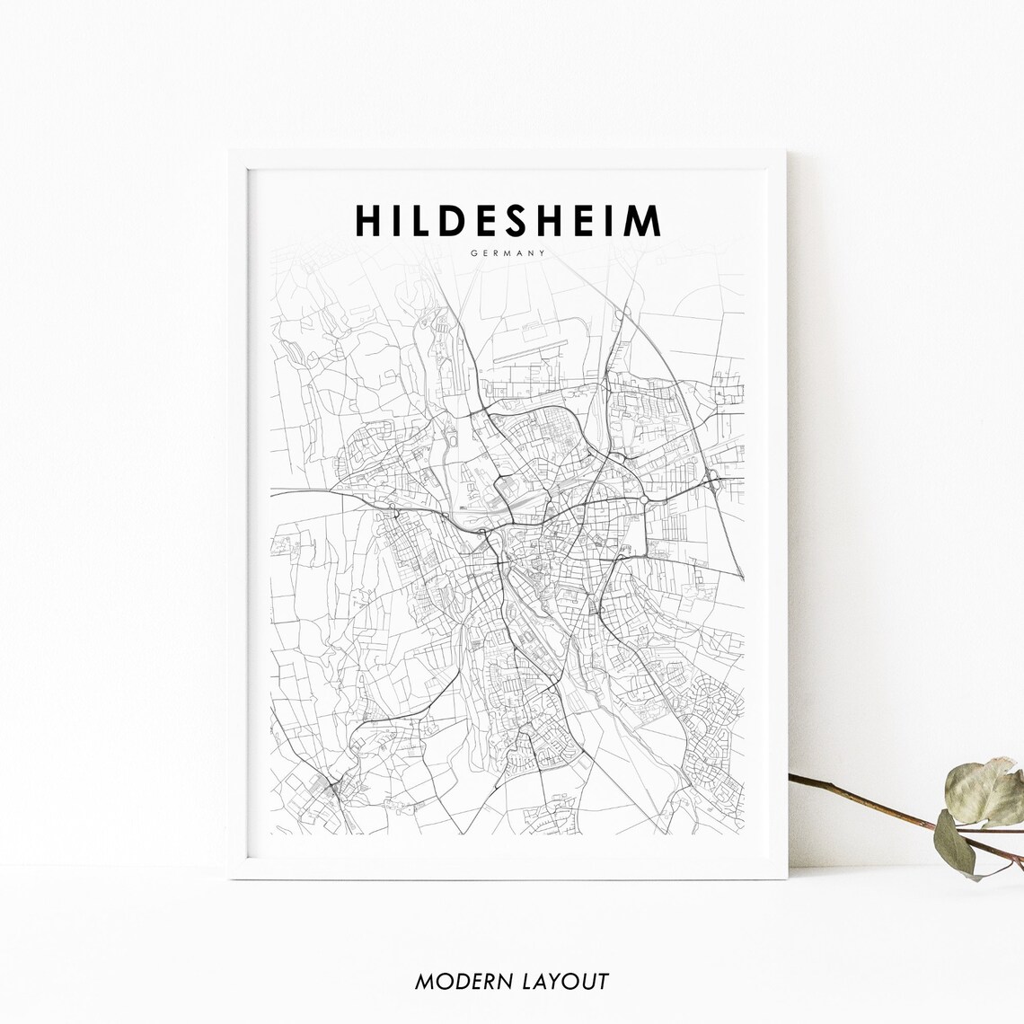 Hildesheim Germany Minimalist Black And White City Map Poster