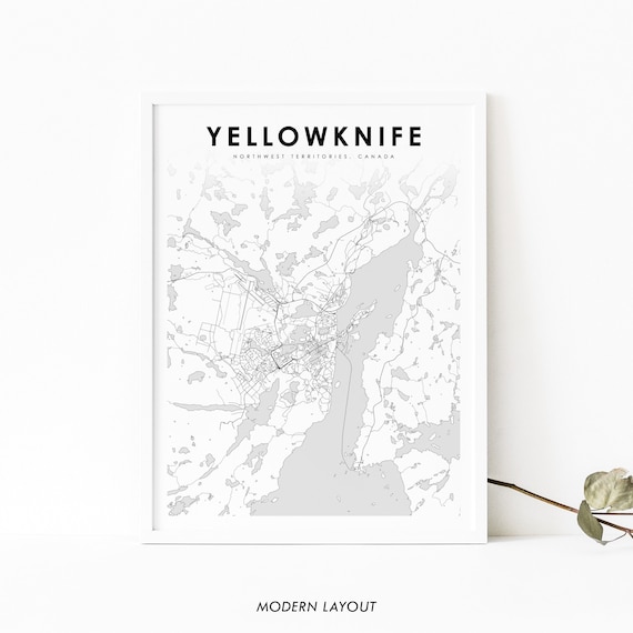 Yellowknife Canada Northwest Territories City Map Wall Art Gift