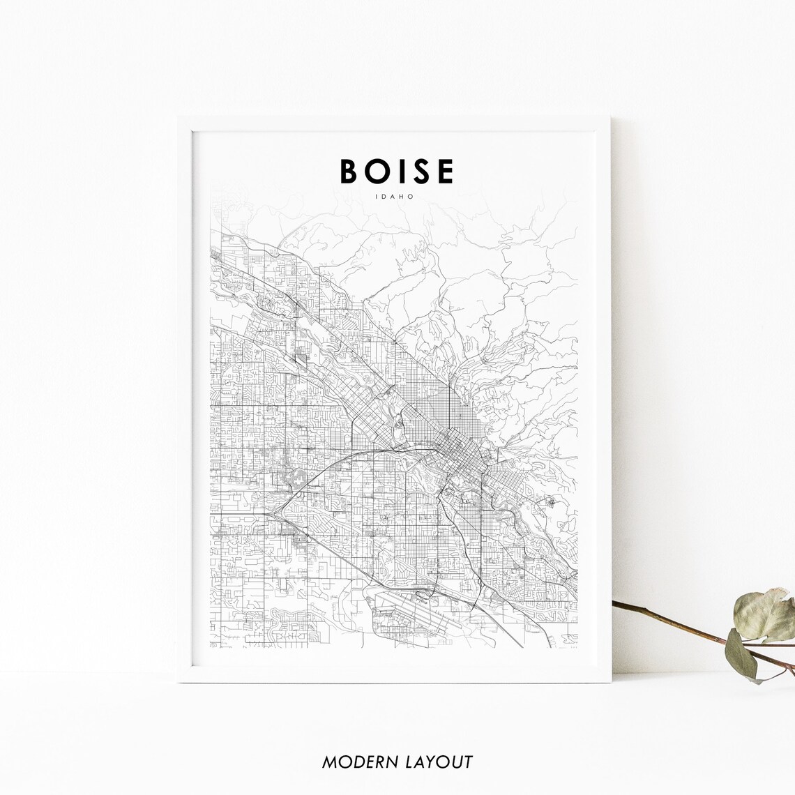 Boise Area ID Map Print, Idaho City Street Road