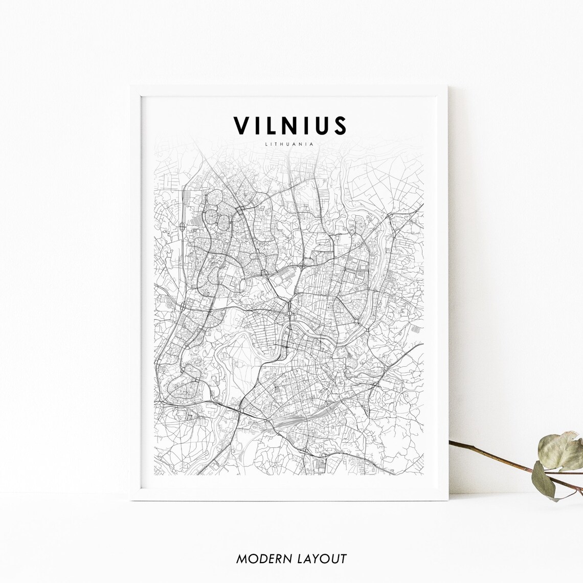 Vilnius Lithuania Map Art Poster, Nursery Decor