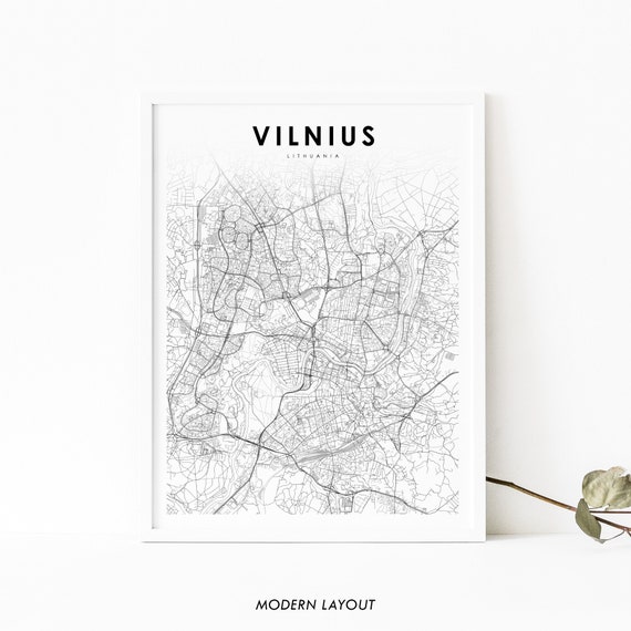 Vilnius Lithuania Map Art Poster, Nursery Decor