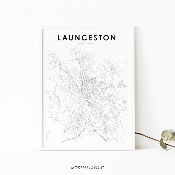 Launceston Australia Minimalist Line Art City Map Modern Poster