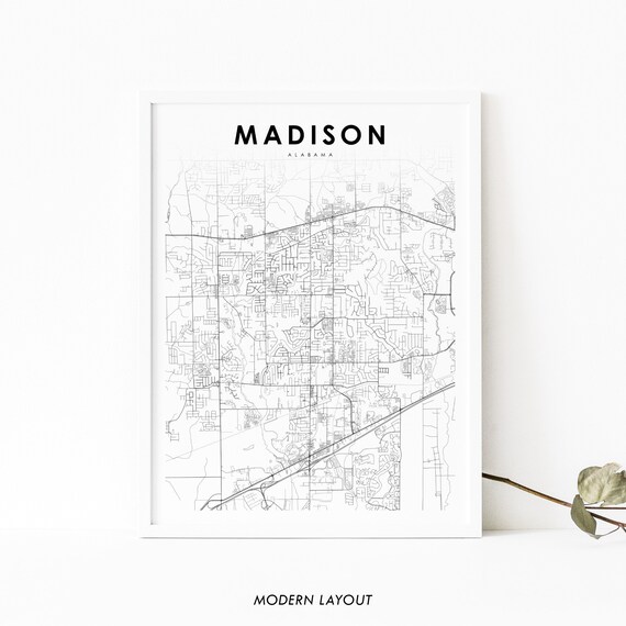 Madison Al Map Print Alabama Usa Art Poster City Street Road Nursery Room Wall Office Decor