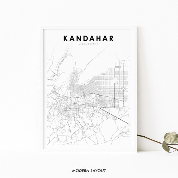Kandahar Afghanistan Minimalist City Street Map Art Print Gift