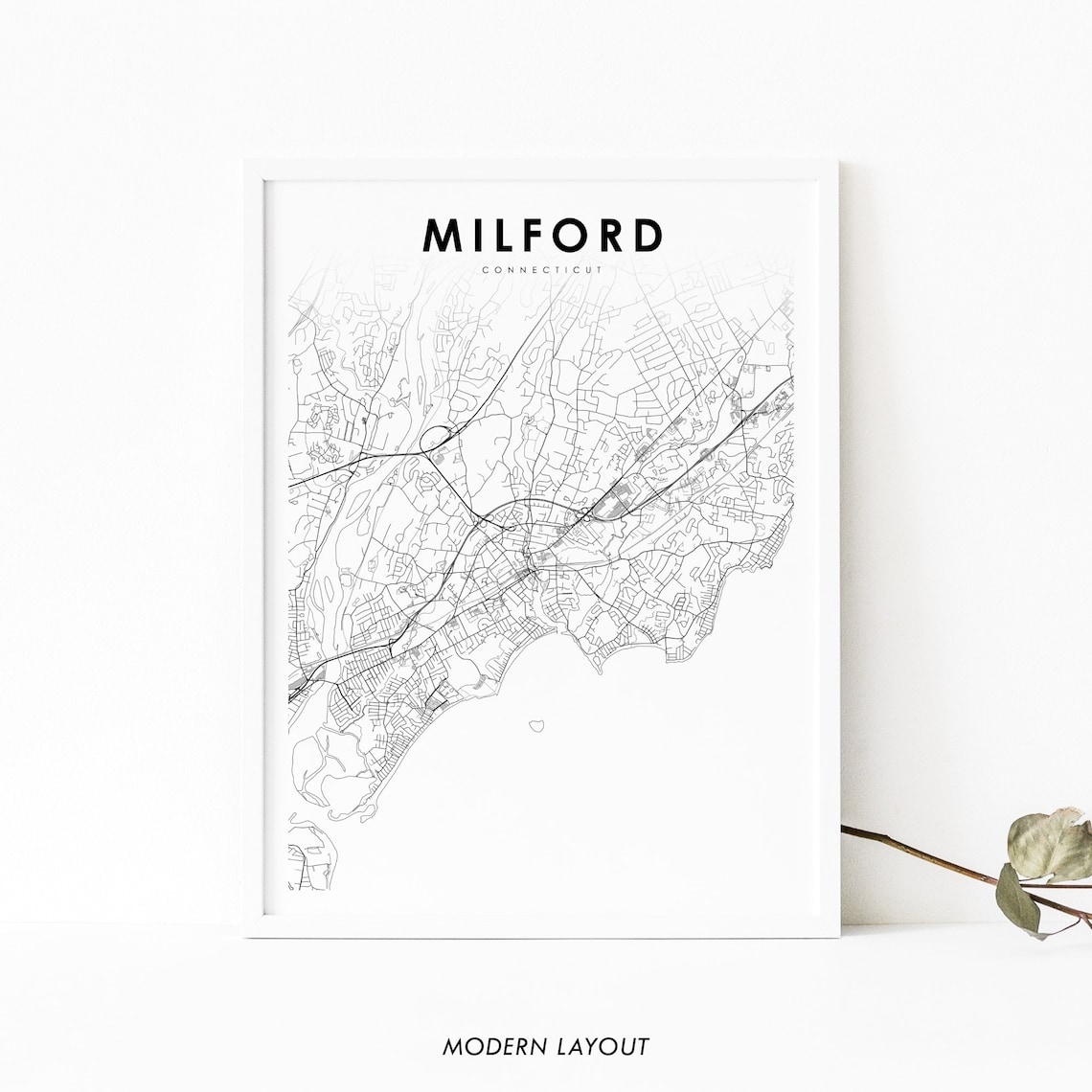 Milford CT Map Print, Connecticut Nursery Decor