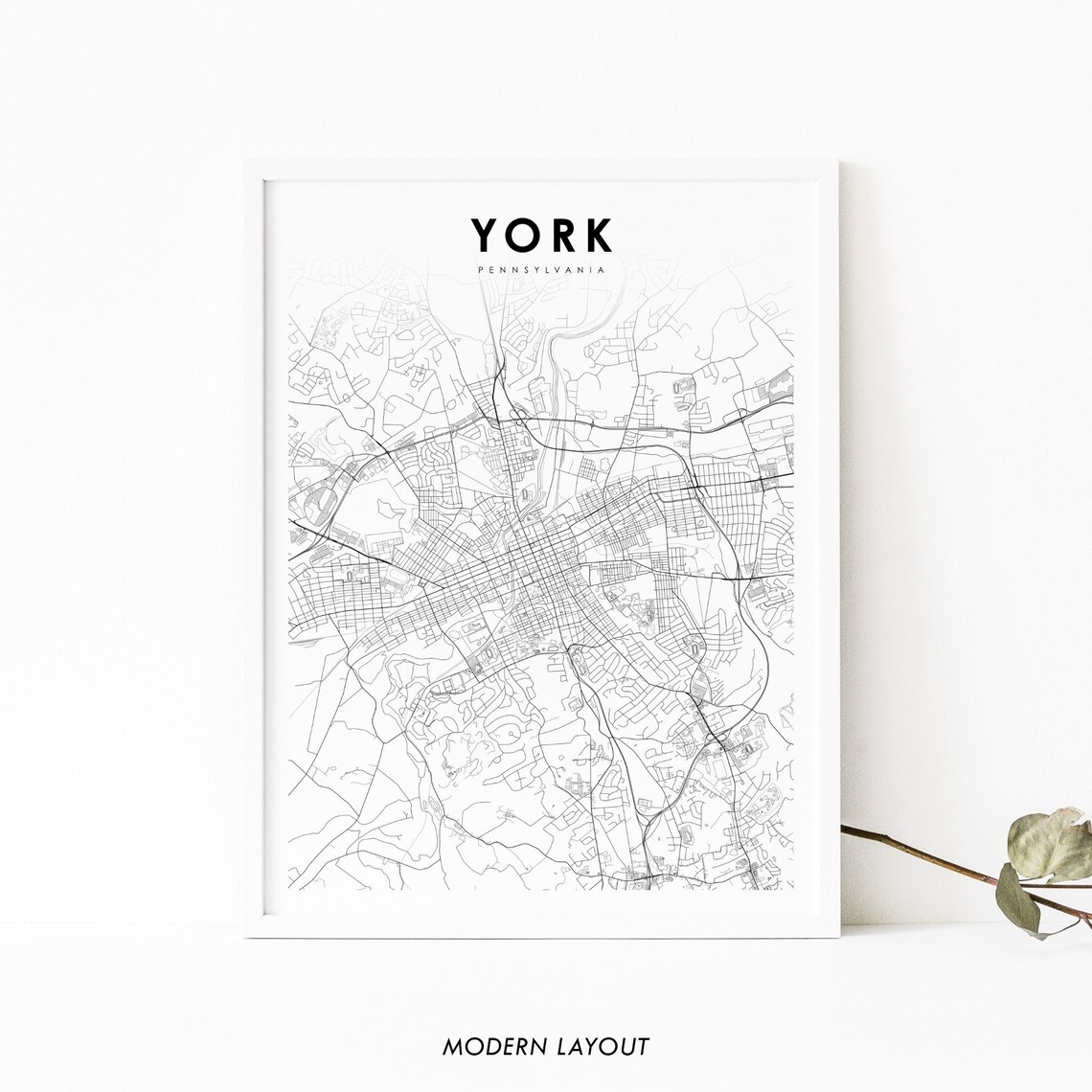 York PA Map Print, Pennsylvania Nursery Decor