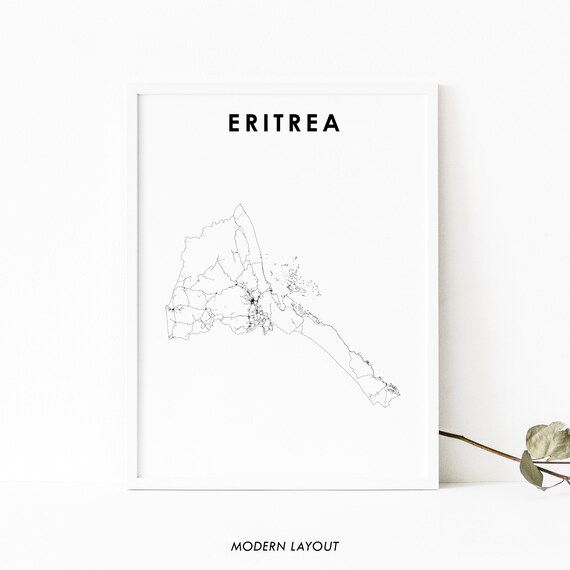 Eritrea Minimalist Country Road Map Modern Line Art Travel Poster