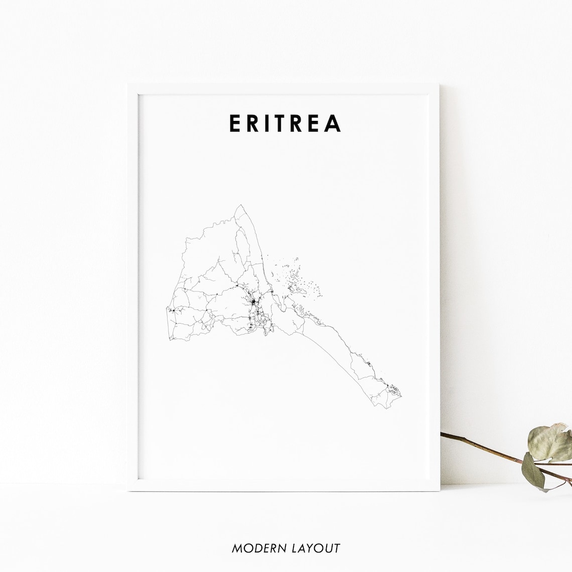 Eritrea Map Print Country Road Poster Asmara Africa Art Nursery Room Wall Office Decor