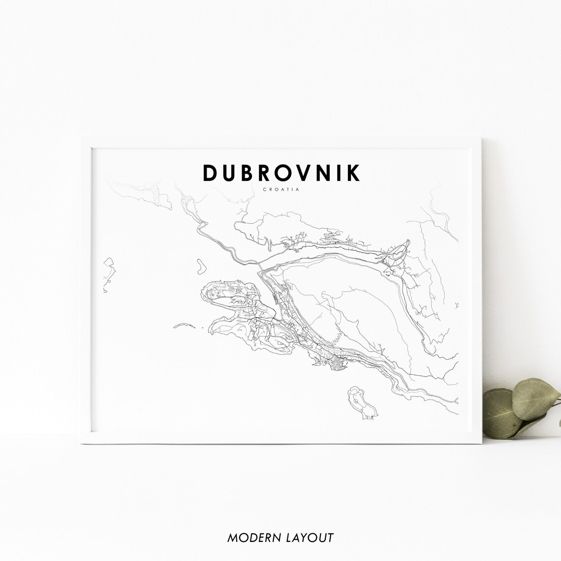 Dubrovnik Croatia City Street Map Modern Minimalist Art Poster