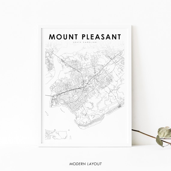 Mount Pleasant SC Map Print, South Carolina Poster