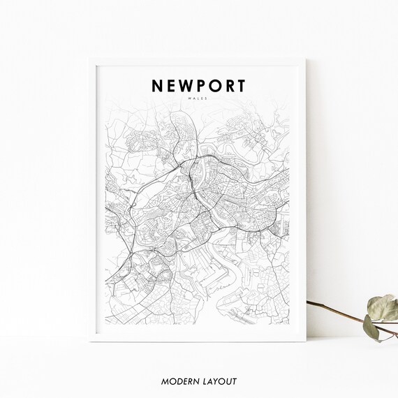 Newport Uk Map Print Wales United Kingdom Art Poster City Street Road Nursery Room Wall Office Decor