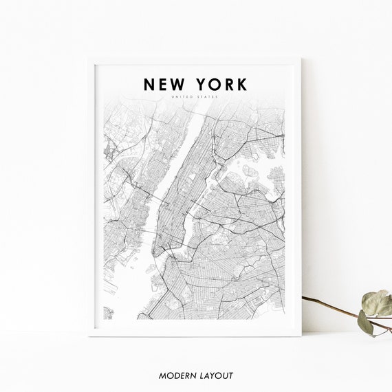 New York Map Print, NYC Nursery Room Decor