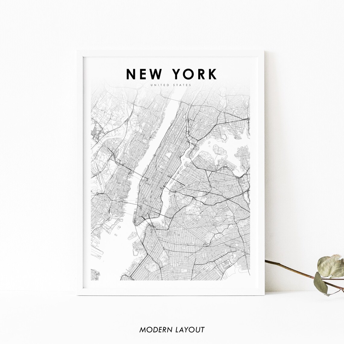 New York Map Print, NYC Nursery Room Decor