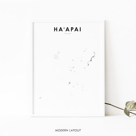Haapai Tonga Islands Archipelago Minimalist Map Line Art Poster