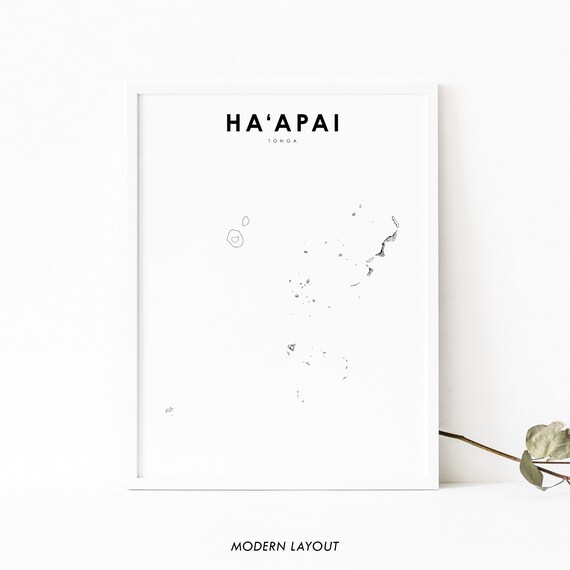 Haapai Tonga Map Print Group Islands Art Poster City Street Road Nursery Room Wall Office Decor