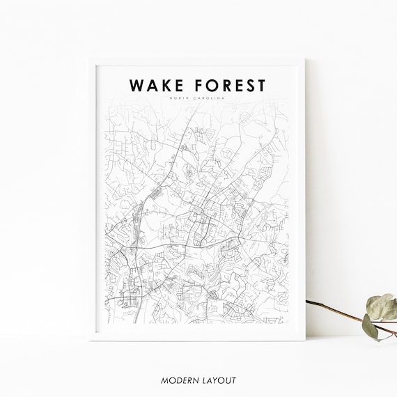 Wake Forest Nc Map Print North Carolina Usa Art Poster City Street Road Nursery Room Wall Office Decor