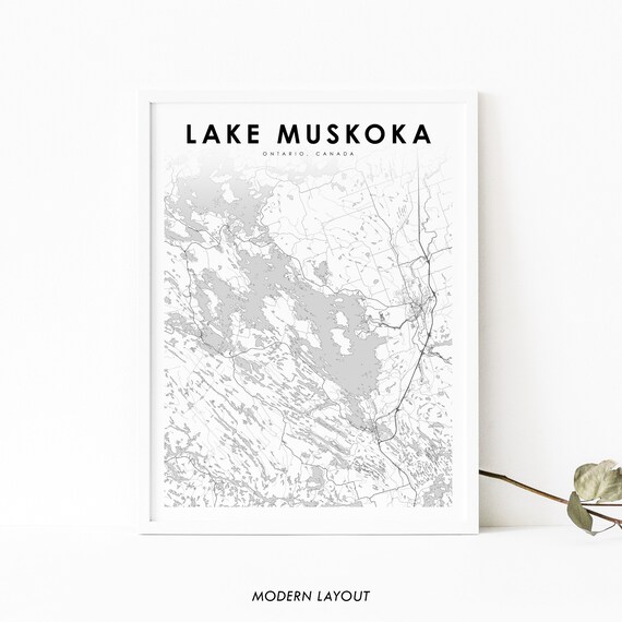 Lake Muskoka Ontario Canada Lake Map Art Print for Cottage Decor