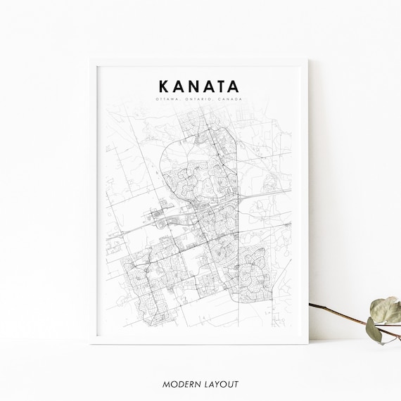 Kanata Ottawa Ontario Canada Minimalist City Map Line Art Poster